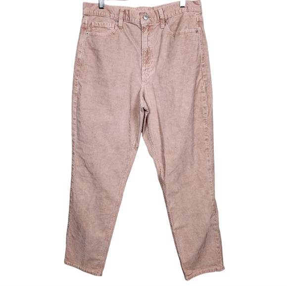 American Eagle Outfitters Pink Salmon Corduroy Mom Jeans Stretch Womens Size 10 - Picture 1 of 16